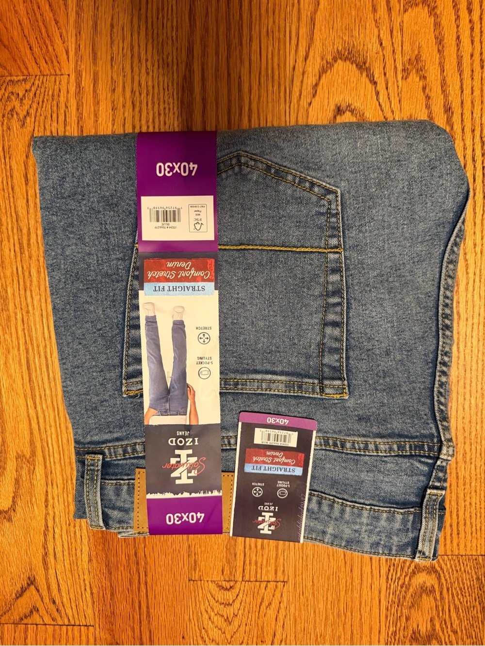 Izod Men’s Straight Leg Jeans in Medium Blue Denim